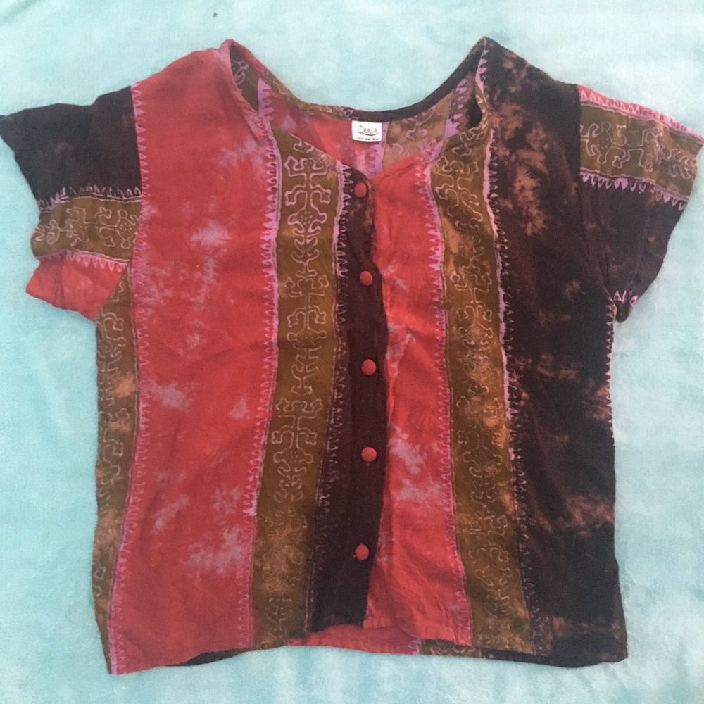 Zaria Short Sleeved Shirt - Hand Dyed Batik.